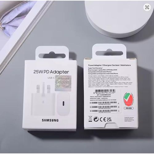 25 Watts PD Super Fast USB Type C to C Charger Adapter For Galaxy A54 A55 A07 A17 s25 ultra s24 ultra A06 A16 A26 A36 A56 A05 A05s A14 A15 A23 A24 A25 A33 A34 A35 A53 And All S Series