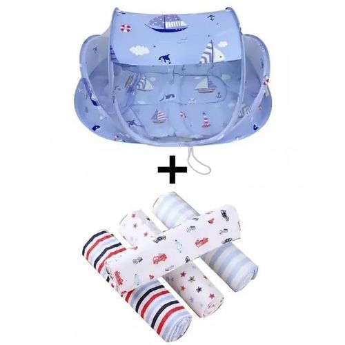 OFFERS Baby Essentials Bundle 4 Soft flannel Cloths Portable Mosquito Net