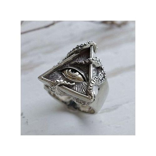 Vintage Egyptian The Eye Of Horus Ring Men Freemason Illuminati Triangle