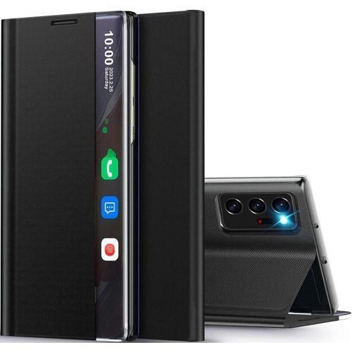 Samsung Galaxy Note 20 Ultra Case View Clear Smart Window with Kickstand Luxury Flip Slim Mirror Hard PC Leather View Clear Smart Window Protective Phone Cover