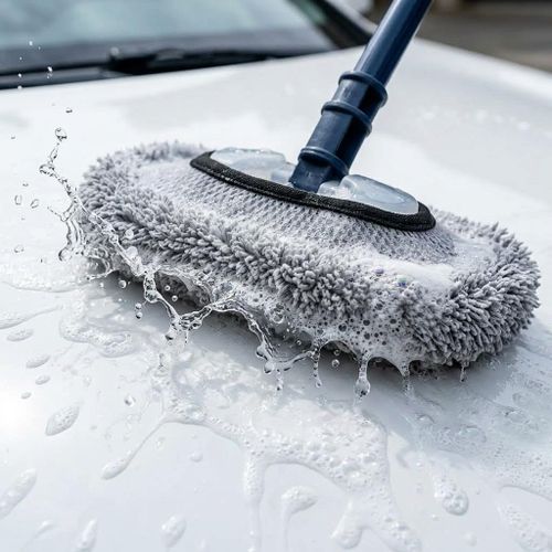Smooth Maneuverability Precision Movement Long Handle Car Wash Cleaning Mop Brush with detachable Soft microfiber Head