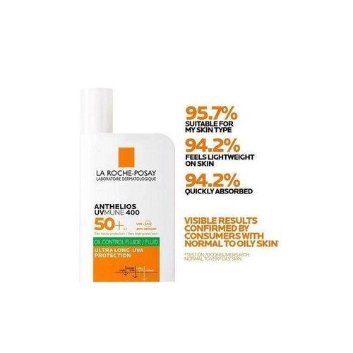 Anthelios UVMune 400 Oil Control Fluid SPF50+ – 50ml Sunscreen For Oily & Acne-Prone Skin – Matte Finish, Non-Comedogenic, Broad Spectrum UVA/UVB Protection – Lightweight Face Sunblock