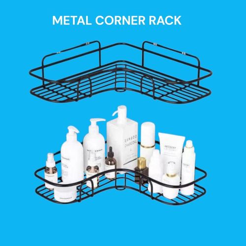 Bathroom/Toilet/Kitchen Corner Shelf Organizer-Black