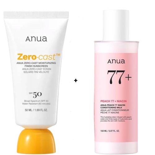 Zero Cast Moisturizing Sunscreen SPF 50 Peach 77 Niacin Conditioning Milk Lotion with Niacinamide Moisturizes GlowS Brightens Smooths Shield your skin from harmful UV rays Strengthens barrier Evens Control Sebum Removes Blemish Imperfection