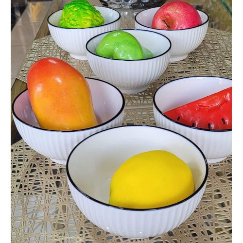 6pcs Set Rimmed Soup Bowls For Drinking Soup