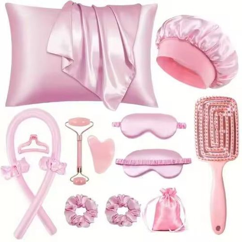 13PCS Satin Silk Beauty Sleep Set – Luxury Hair & Skin Protection Pillowcase Kit
