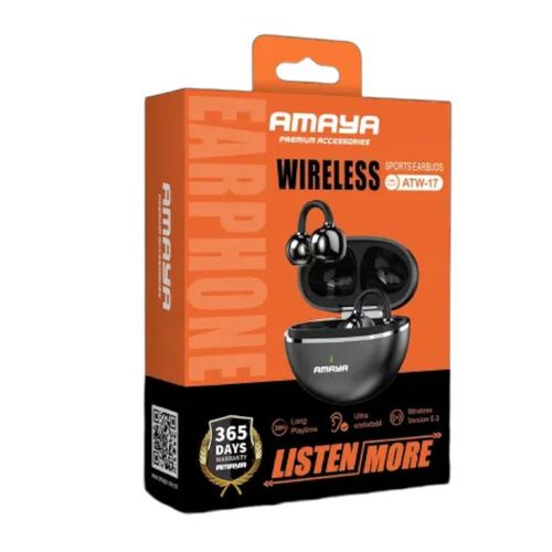 ATW-17 Wireless Sports Earbuds 300mAh Deep punch bass Upto 36 hours playtime - Black