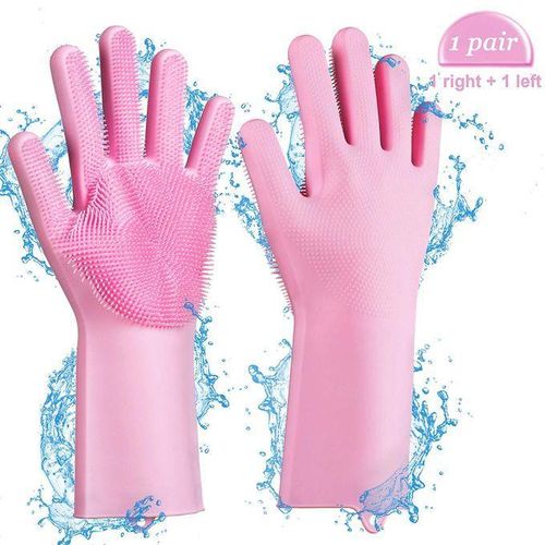 Multi- Purpose Silicone Washing Gloves Pink
