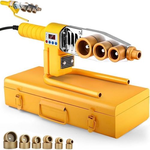 Industrial Plastic Pipe Welding Machine 0-320 Adjustable Digital Socket Fusion Welder with Double Heat Dissipation 6 Die s 20/25/ 32/40/ 50/ 63mm Iron Case 1000W Electric Tube Heating for PPR PE HDPE