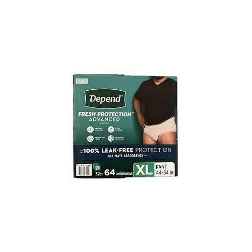 Protection Adult Diapers Incontinence Underwear for Men Disposable Maximum Extra-Large Grey 64 Count 2 Packs of 32