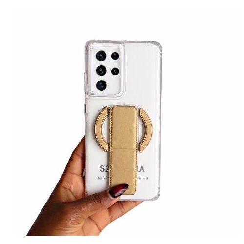 Galaxy S21 Ultra Back Cover Clear Transparent Colorless Premium with FLEXIBLE MAGNET HAND GRIP STAND SUPPORT Phone Case Cover