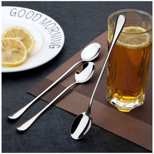 6pcs Stainless Steel Coffee Soup Tea Dinner Long Tea Spoon Smooth Tableware With Long Handle