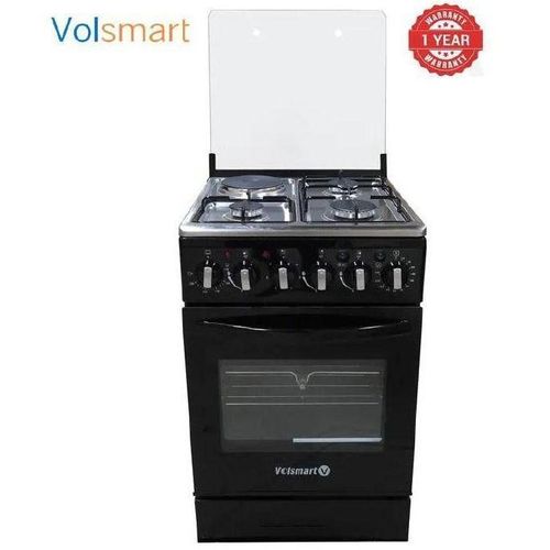 50x55 Standing Cooker – Gas + Electric, 3 Gas Burners + 1 Hot Plate, Oven,BLACK
