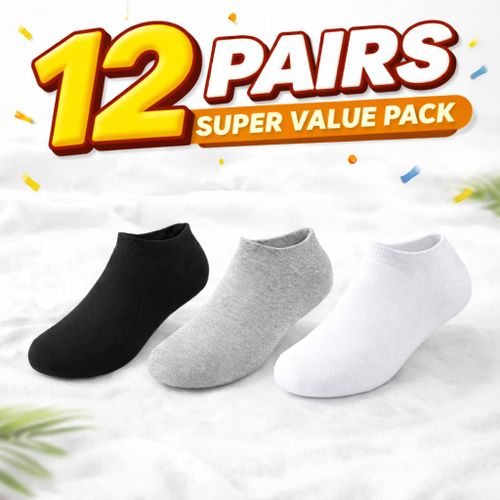 12 Pairs Low Cut Socks – Soft & Breathable Socks for Daily Use