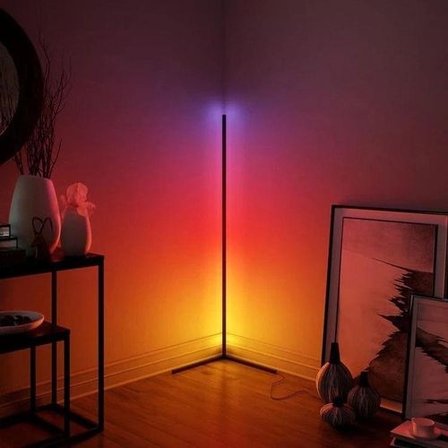 Multi-Color RGB Corner Floor Lamp with Music Syncing LED, Brightness Control, and Warm, Neutral, and Cool White Modes