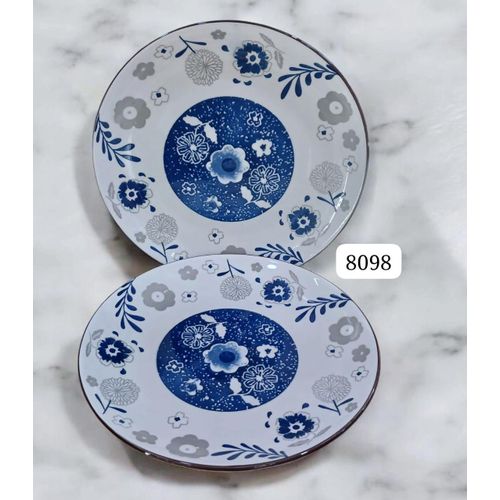 6 Pc Midnight Bloom Handprinted Ceramic Dinner Plate