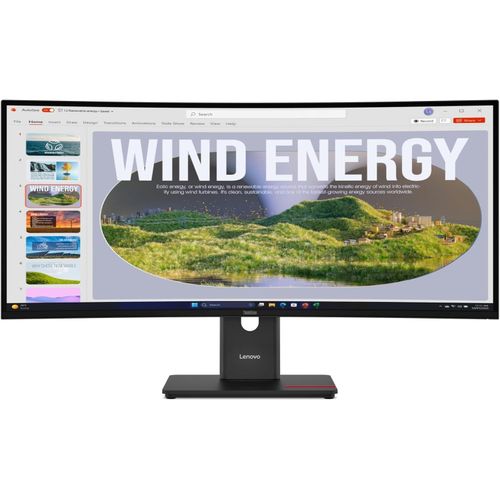 ThinkVision T34WD-40 34-Inch Curved Ultrawide Monitor – WQHD 3440×1440, USB-C Docking, 120Hz, RJ45 Ethernet, HDMI 2.1, DP 1.4, Eye Comfort Display, Eclipse Black