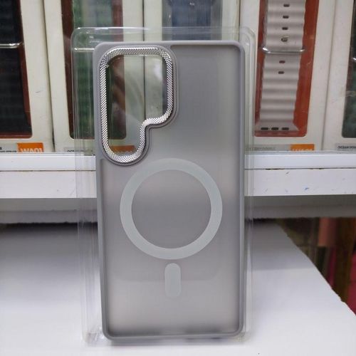 Grey Premium Matte Finish Stylish Magnetic Case With Tactile Buttons, MagSafe Compatible For MagSafe Accessories Back Cover For Samsung Galaxy S25 Ultra