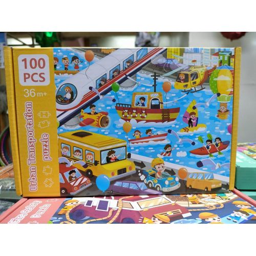100pcs Transport Themed Kids Puzzle - Multicolour