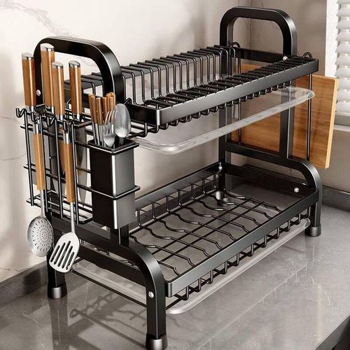 High Quality Heavy Duty 2 Tier Dish Rack With Cutler Holder