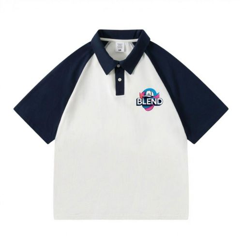240GSM Heavyweight Double-Yarn Cotton Unisex Raglan Polo Shirt Grey Navy Blue