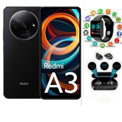 Redmi A3 - 6.71'' 8MP/5MP Selfie - 128GB HDD - 4GB RAM - 5000mAh -+F9 BUDS S WATCH