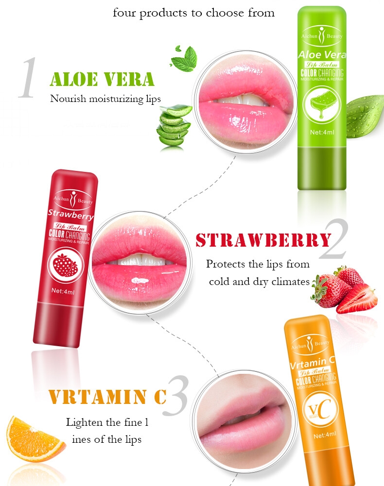 Aichun Beauty Custom Vitamin C Mini Natural Pink Color Change Lip Balm For Women And Girls