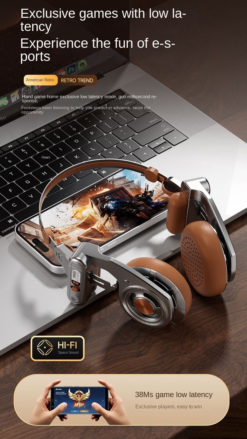 Retro for Bluetooth Headset Cross-Border Binaural Metal Sports Headset with Long Endurance for Mobile Phone Use