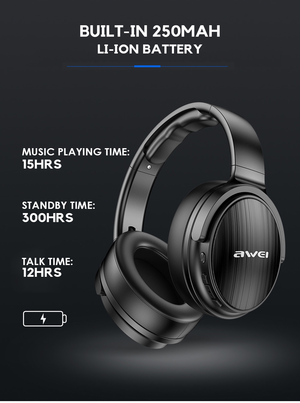 Awei A780BL Bluetooth 5.0 Headphones Hi-Fi Stereo Foldable Design for Game / Work Awei A780BL Bluetooth 5.0 Headphones Hi-Fi Stereo Foldable Design for Game / Work