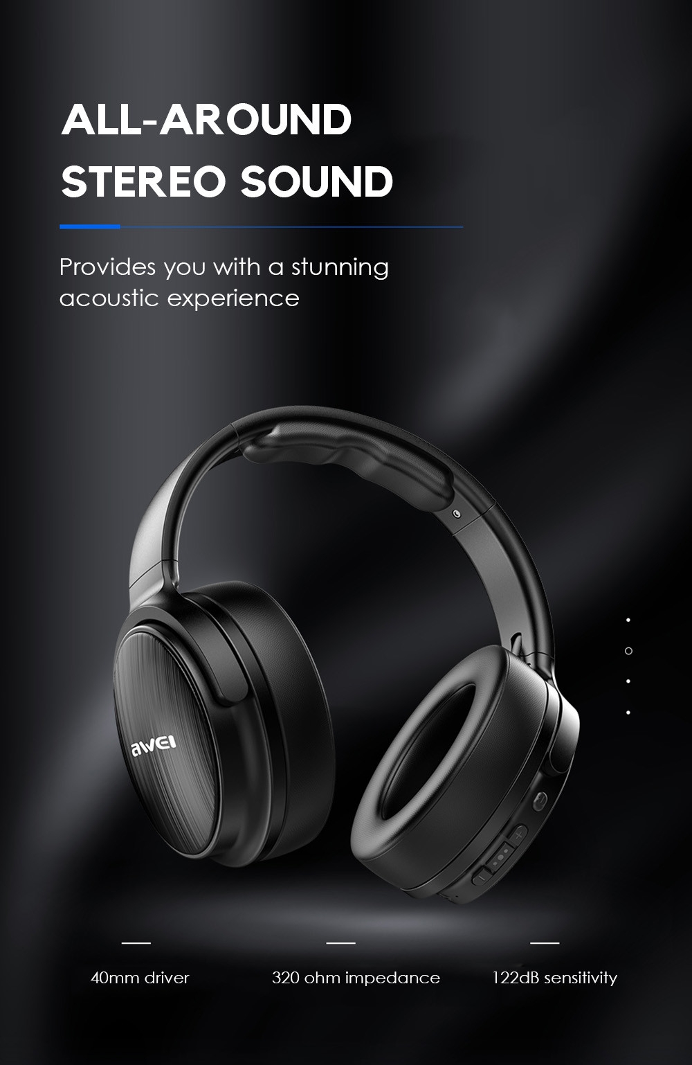 Awei A780BL Bluetooth 5.0 Headphones Hi-Fi Stereo Foldable Design for Game / Work Awei A780BL Bluetooth 5.0 Headphones Hi-Fi Stereo Foldable Design for Game / Work