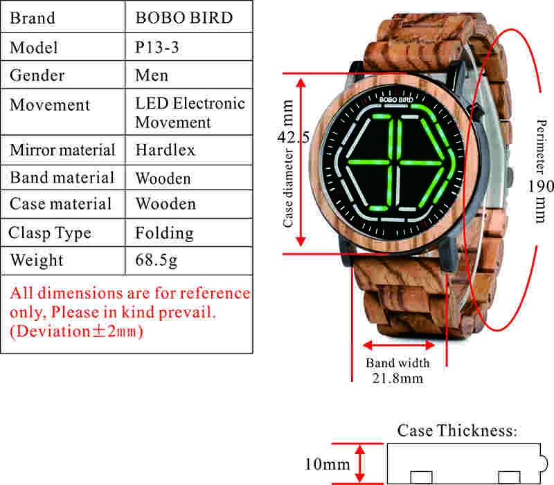 BOBO BIRD led electronic wood watch with fashion Hexagonal wristwatch man