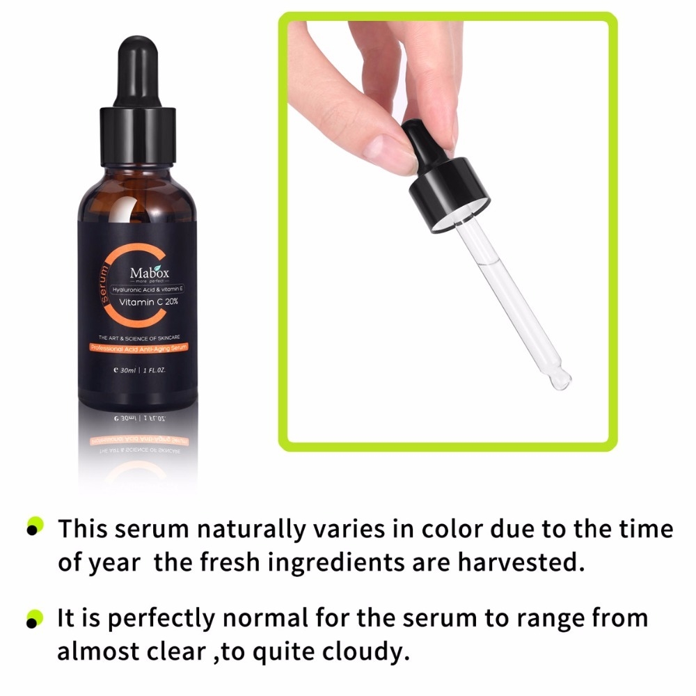 Mabox Vitamin C Whitening Serum Hyaluronic Acid Face Cream & Vitamin E - Organic Anti-Aging Serum for Face Eye Treatment 30ML