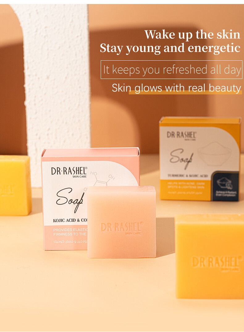 DR RASHEL Deep Cleansing Lighten Dark Spots Brightening Kojic Acid Vitamin C Collagen Papaya Turmeric Soap