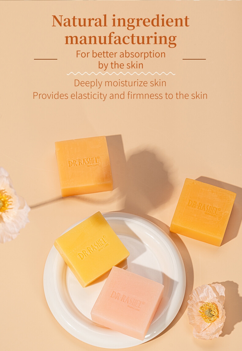 DR RASHEL Deep Cleansing Lighten Dark Spots Brightening Kojic Acid Vitamin C Collagen Papaya Turmeric Soap