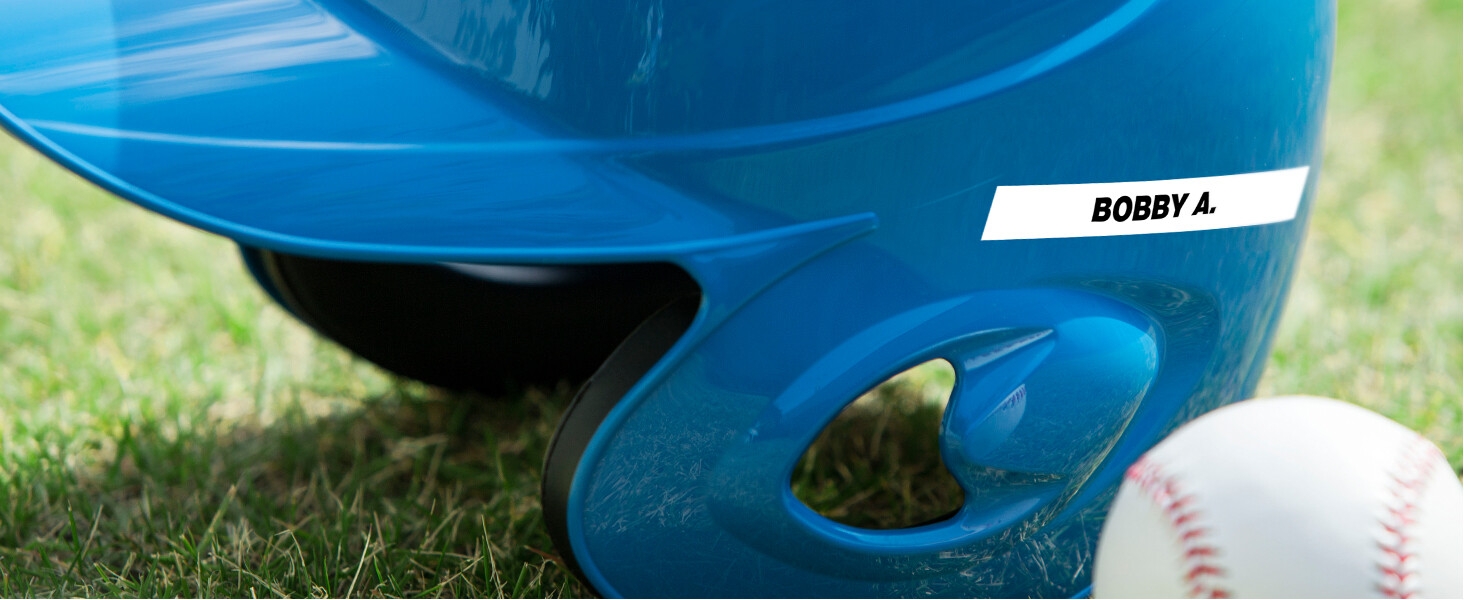 Labeling Tape on Batting Helmet