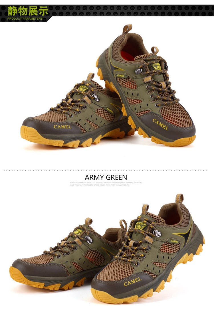 Camel Men Outdoor Mesh Hiking Shoes Summer Breathable Mesh Hole Non