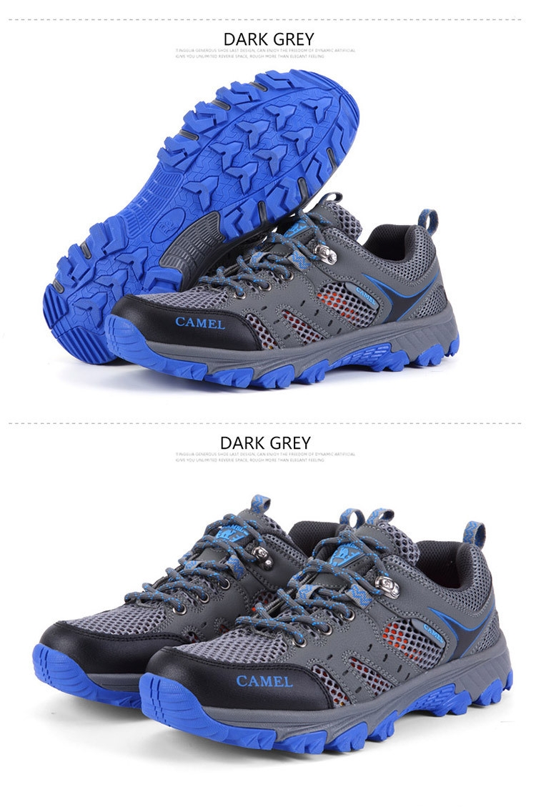 Camel Men Outdoor Mesh Hiking Shoes Summer Breathable Mesh Hole Non