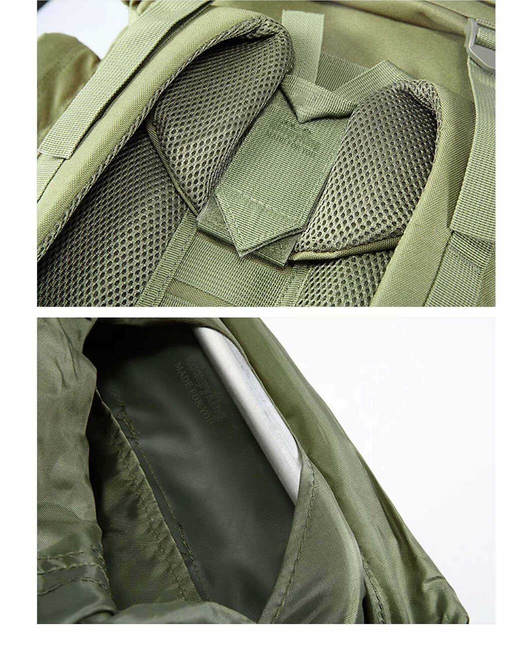 Large waterproof hiking daypack for men women outdoor sports and adventure.