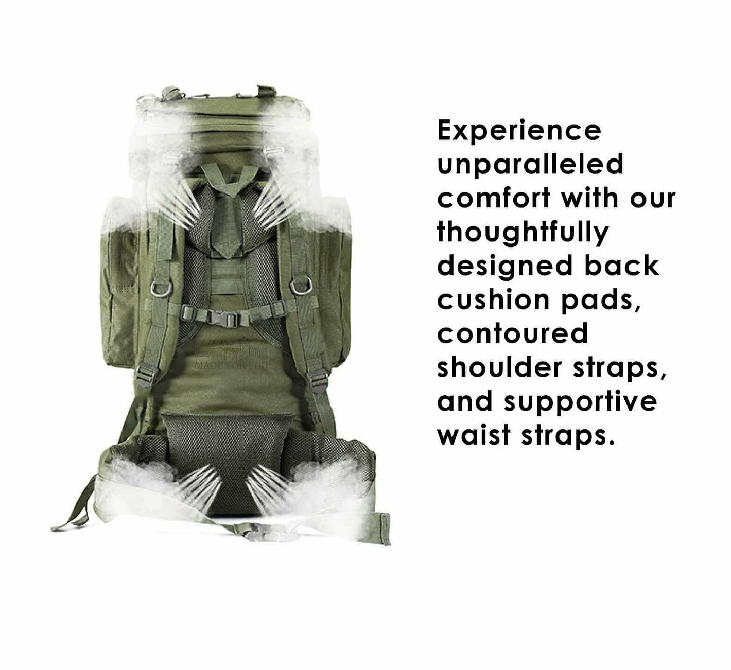 Large waterproof hiking daypack for men women outdoor sports and adventure.