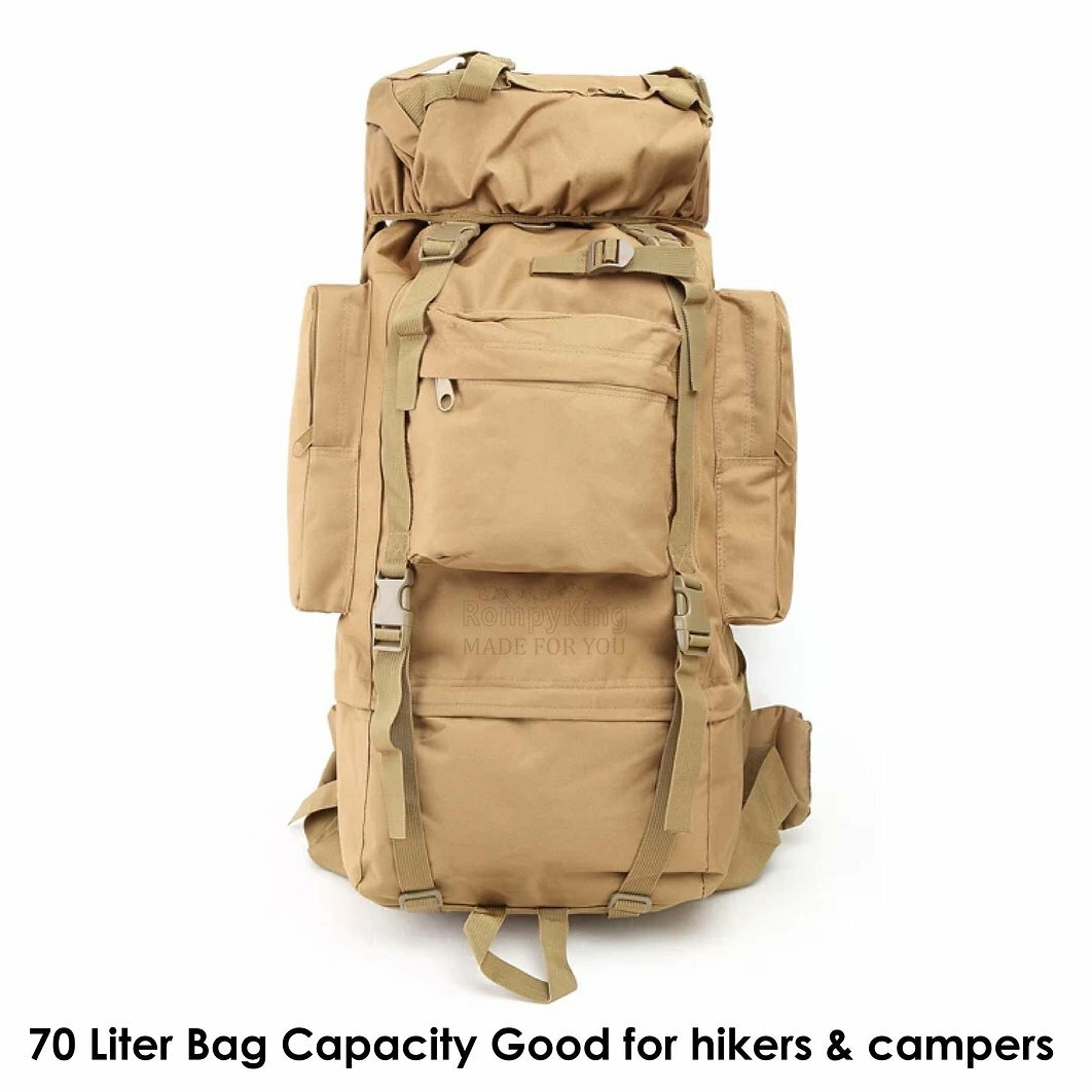 Men/Women 70L Hiking Backpack - Water Resistant, Trekking, Mountaineering