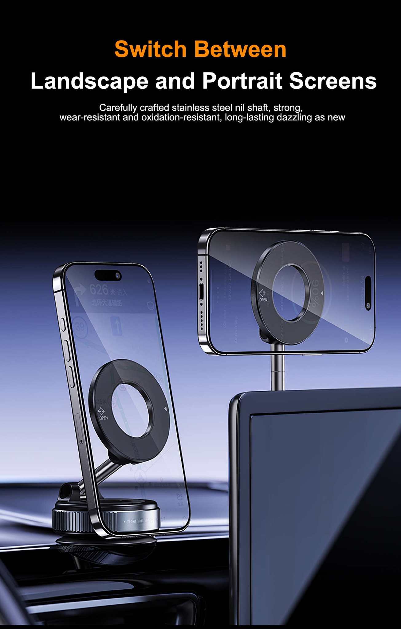 Powerful Magnet Technology Large Silicone Vacuum Suction Bracket for Mobile Phones Cars Dashboard Rotating Folding Storage