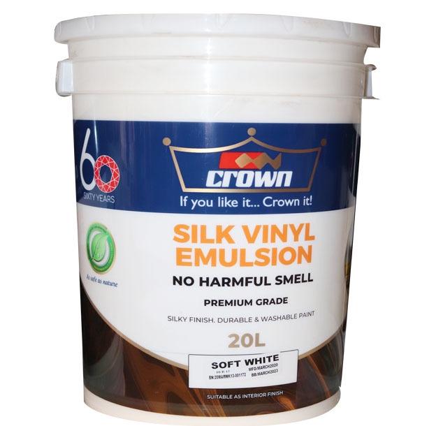 Crown Silk Vinyl Emulsion Soft White 20 Liters Interior Paint