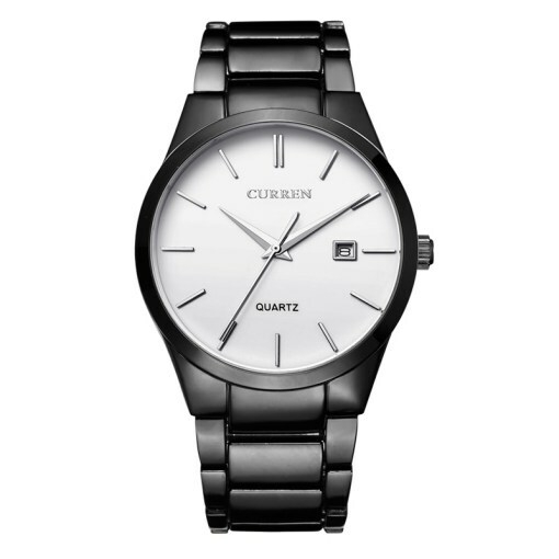curren 8106 black stainless steel white dial mens analog wrist watch