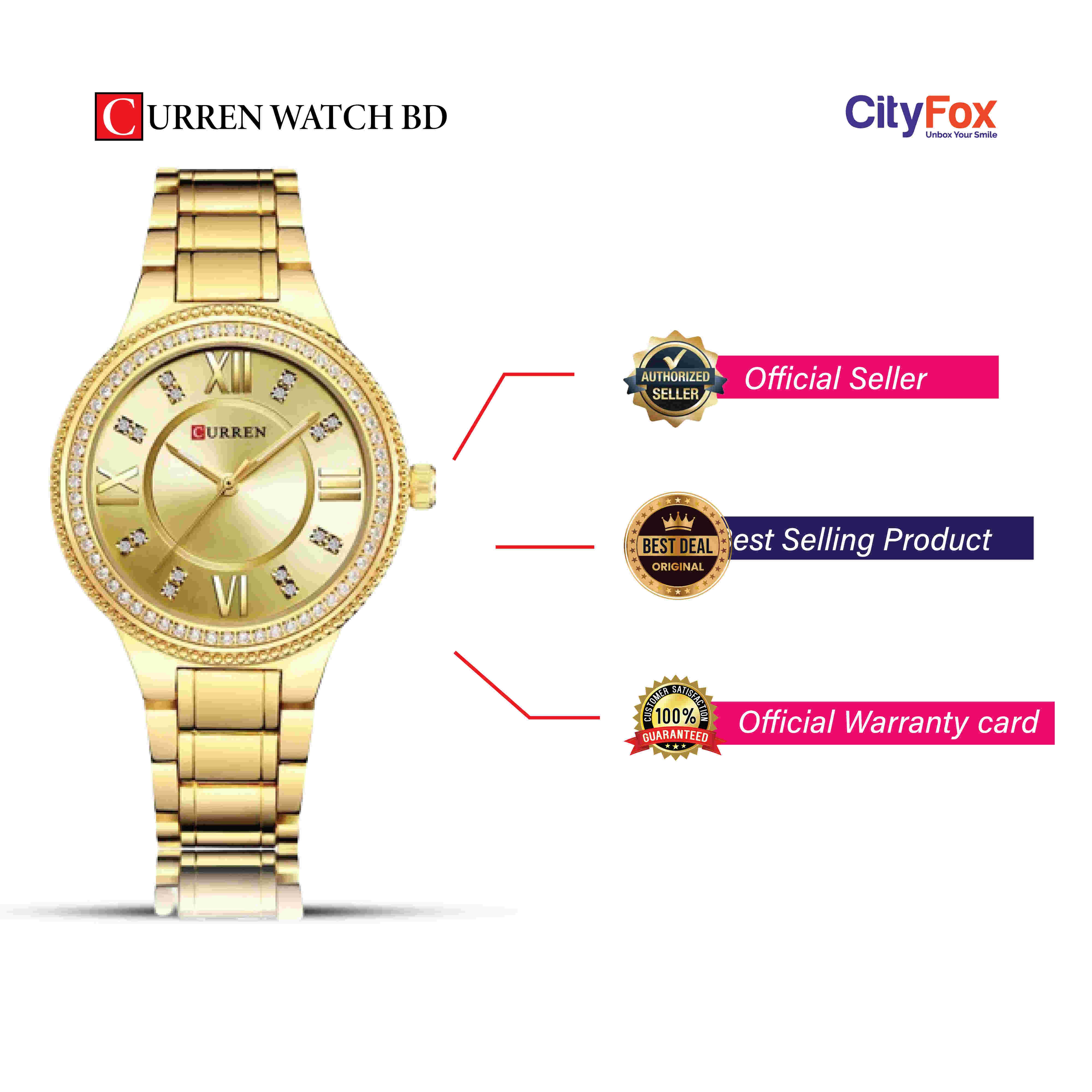CURREN 9004 - Stainless Steel Analog Watch for Women -Gold - Daraz.com.bd