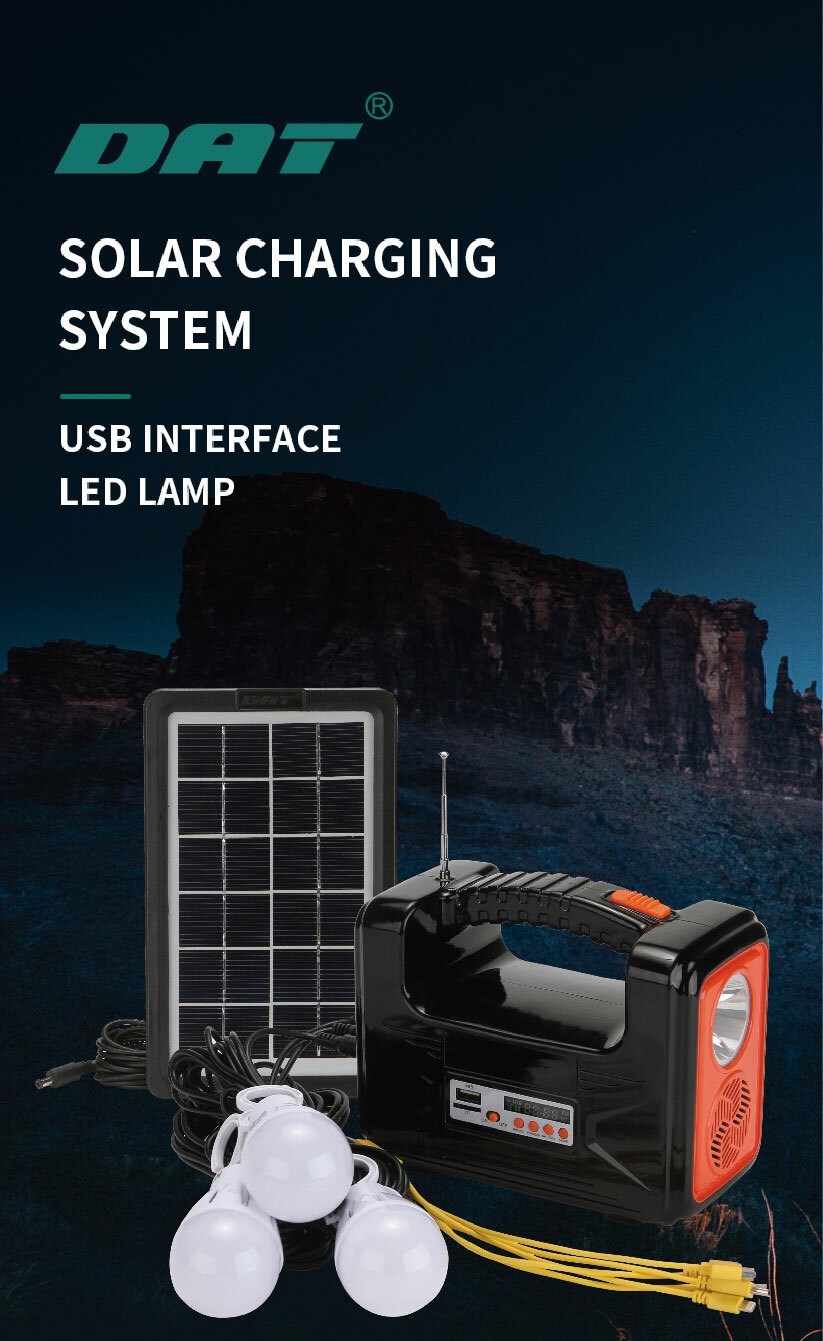 AT-9011B DAT solar lighting system kits with MP3 and radio DC solar lighting kits with USB mobile phone function