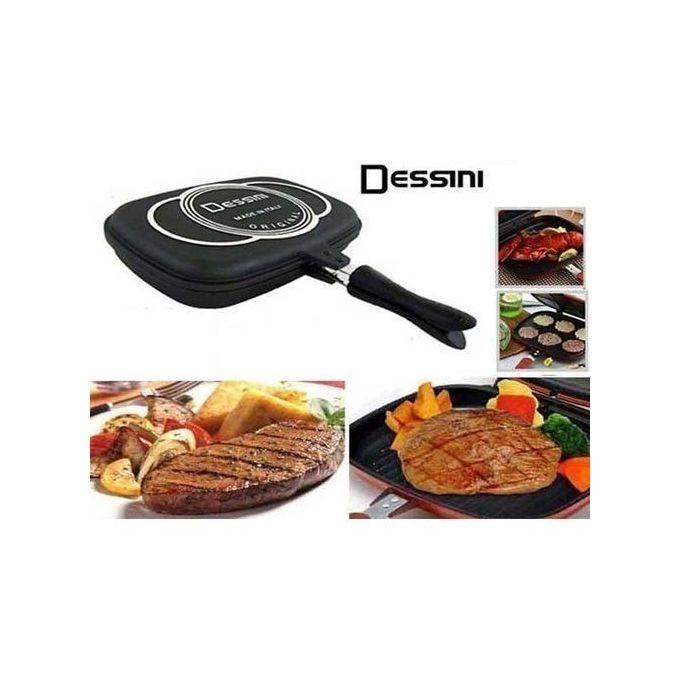 Dessini Double-Sided Non-Stick Pressure Grill Pan, 36cm, Black - HoLOLA