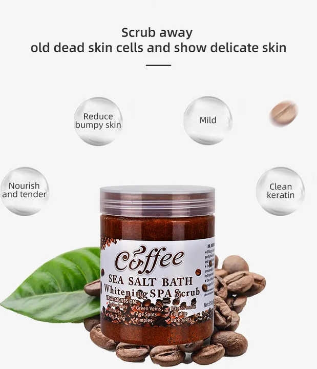 Organic SPA Whitening Coffee Scrub Exfoliating Sea Salt Face and Body Sugar Scrub Cleansing Hydrating Refresh Skincare