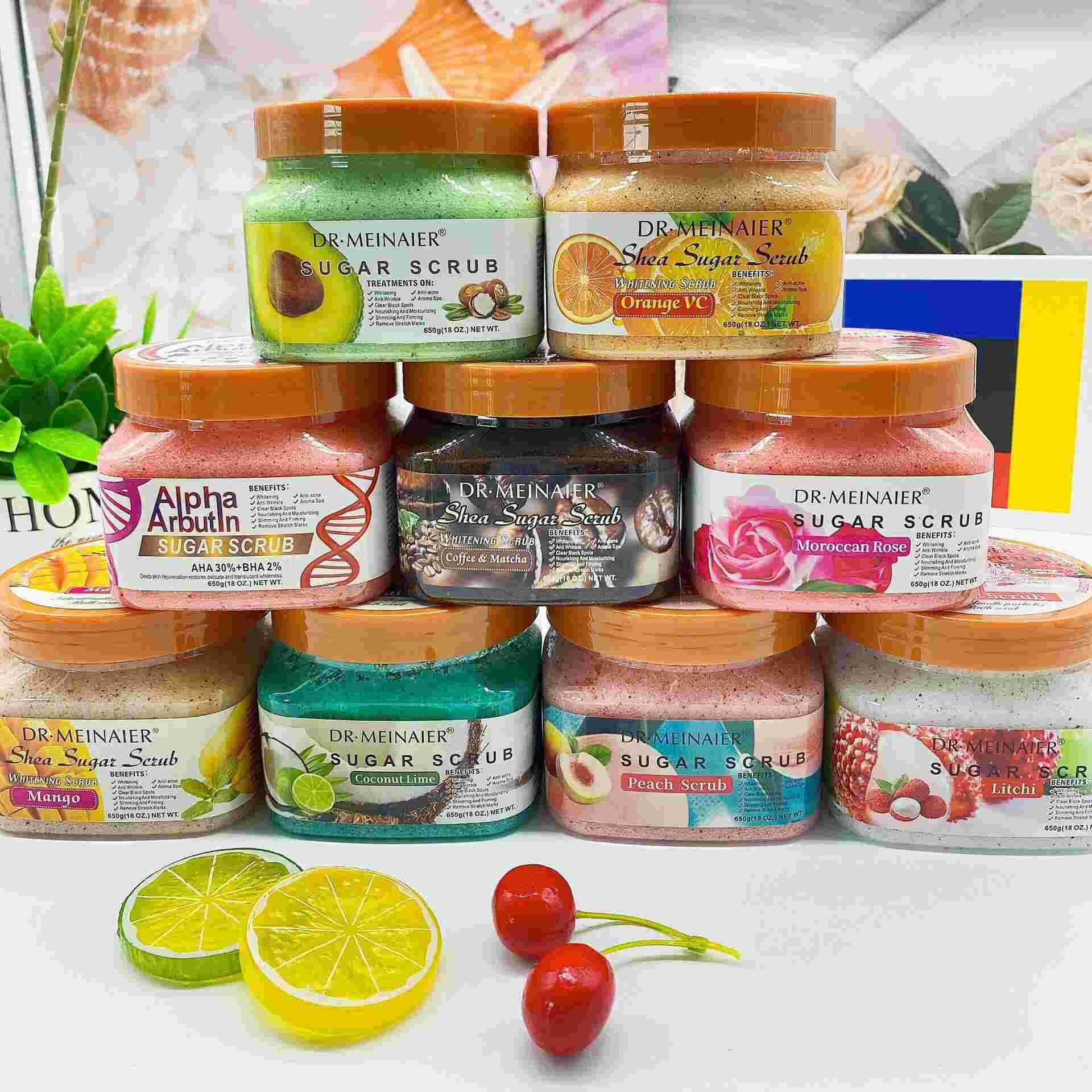 private label Natural Sugar Scrub Shea Butter Hydrating Exfoliating Bath Salt Face Body Whitening Scrub