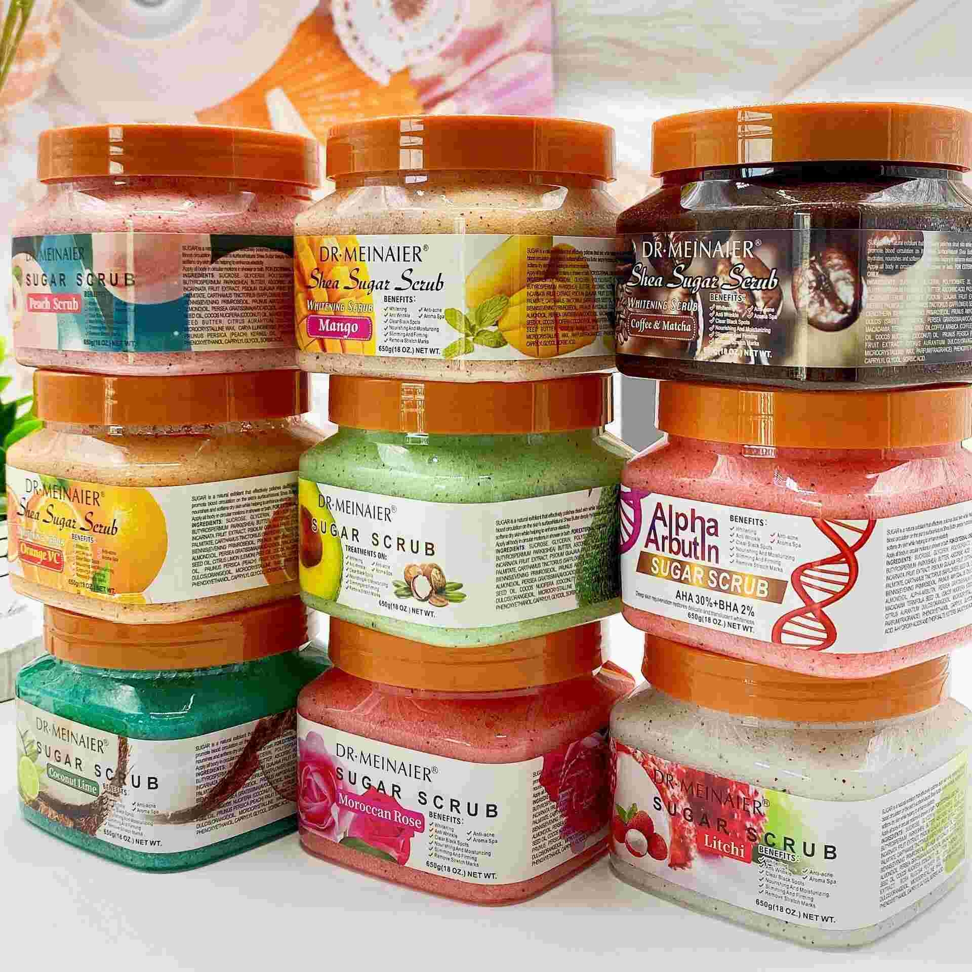 private label Natural Sugar Scrub Shea Butter Hydrating Exfoliating Bath Salt Face Body Whitening Scrub