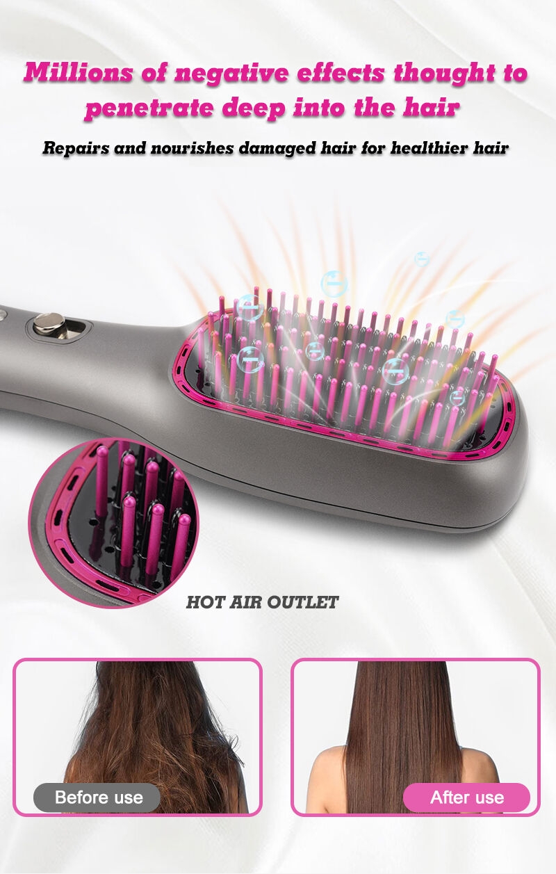 DSP Professional Hot Air Brush for All Hair Types Hair Straightener Private Label Electric Comb  Brush Fast Hair Dryer Brush